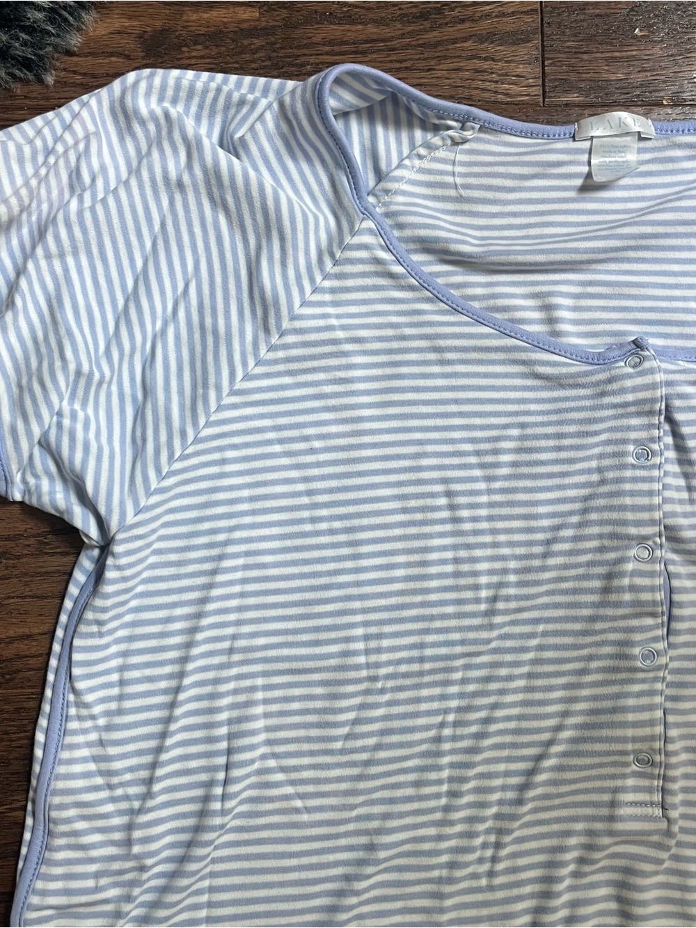 Lake pajamas maternity L short set light blue stripe